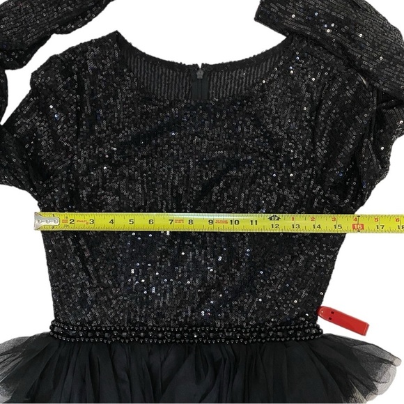 Mac Duggal long sleeve teired ruffle midi dress - Picture 12 of 15